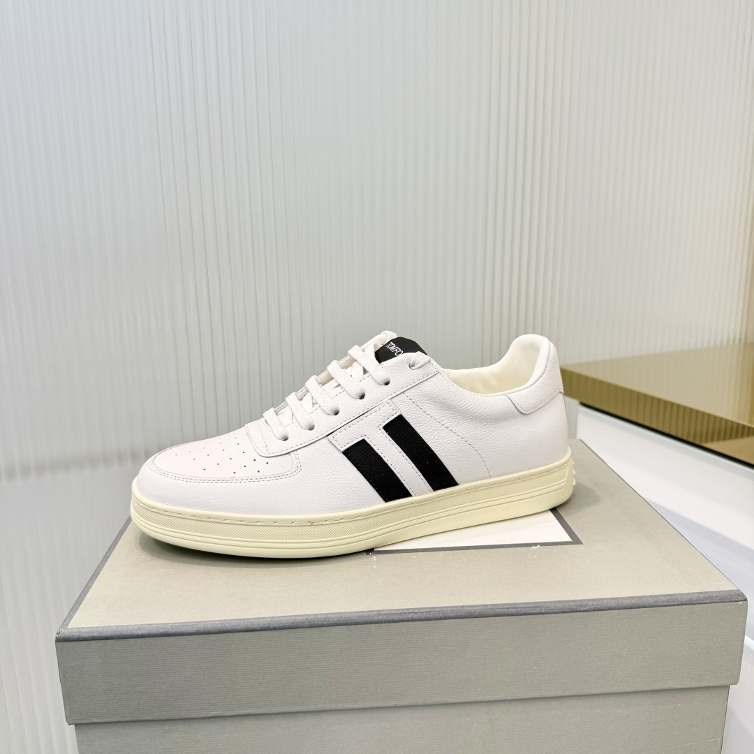 Tom Ford White and Black Low-Top Sneakers