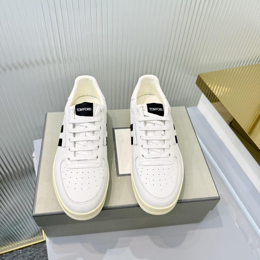 Tom Ford White and Black Low-Top Sneakers