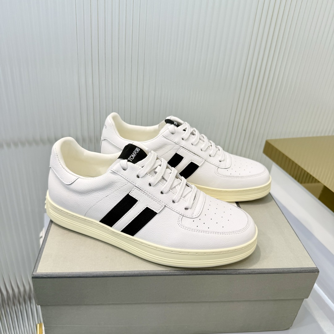 Tom Ford White and Black Low-Top Sneakers