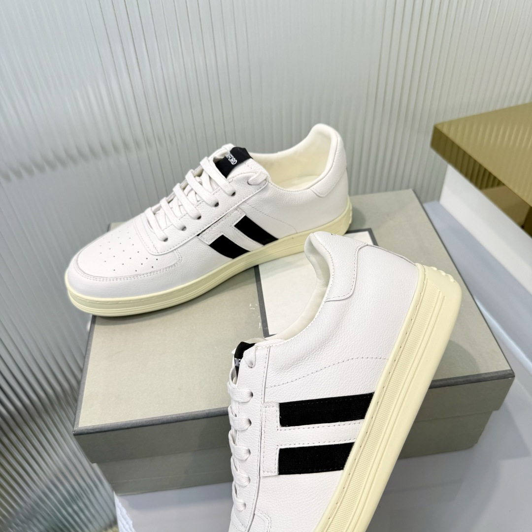 Tom Ford White and Black Low-Top Sneakers