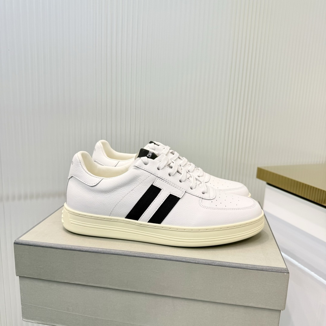 Tom Ford White and Black Low-Top Sneakers