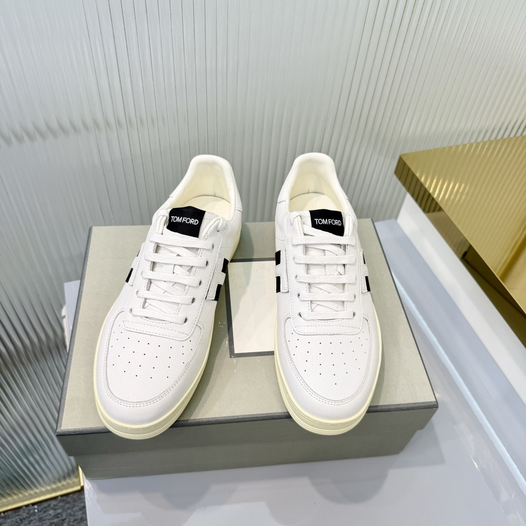 Tom Ford White and Black Low-Top Sneakers