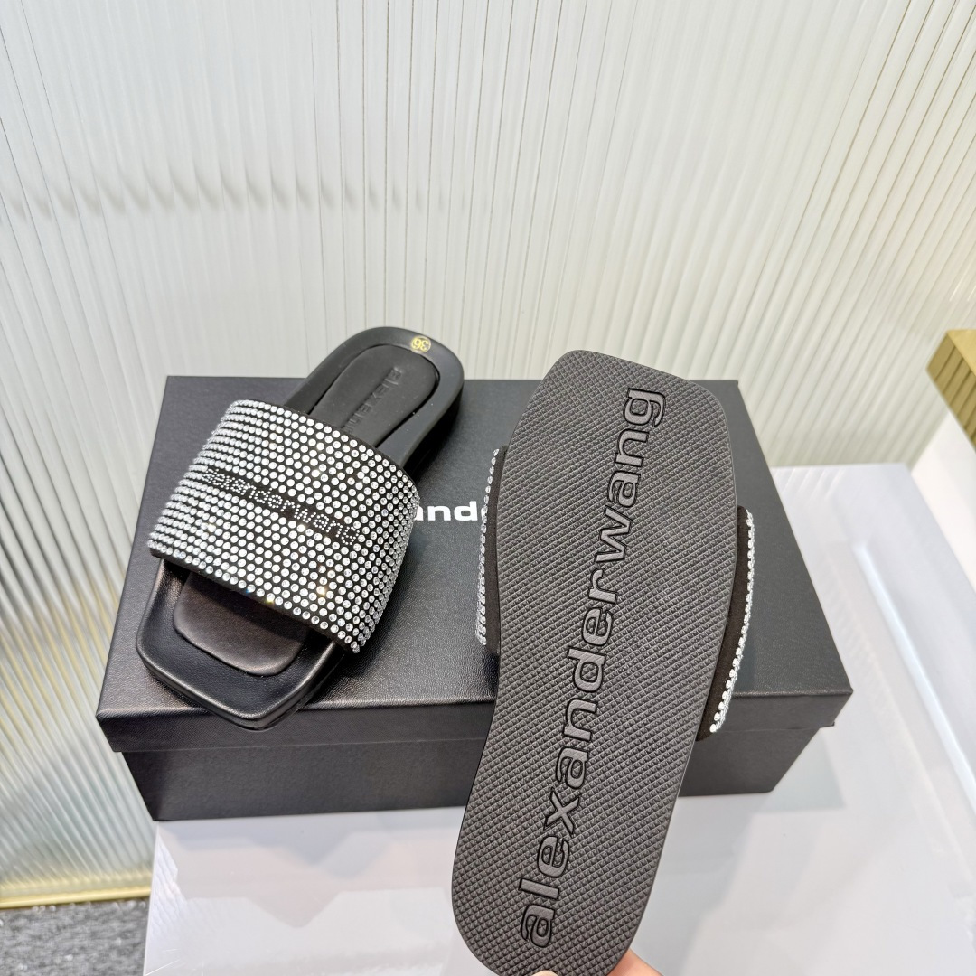 Alexander Wang Alexander Wang亚历山大王高跟鞋女士奢侈品Alexande* Wang 1:1的材料满钻懒人拖
