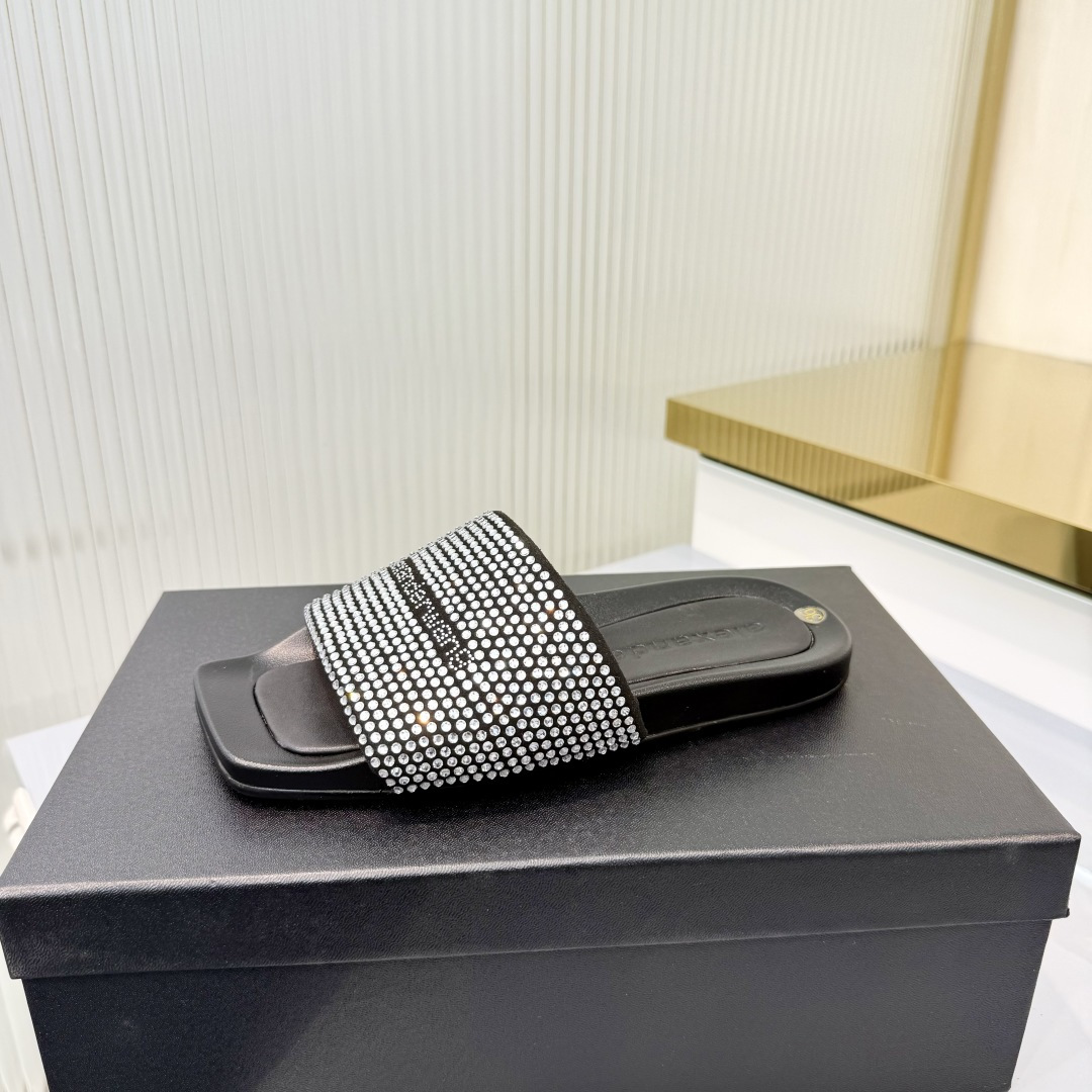 Alexander Wang Alexander Wang亚历山大王高跟鞋女士奢侈品Alexande* Wang 1:1的材料满钻懒人拖