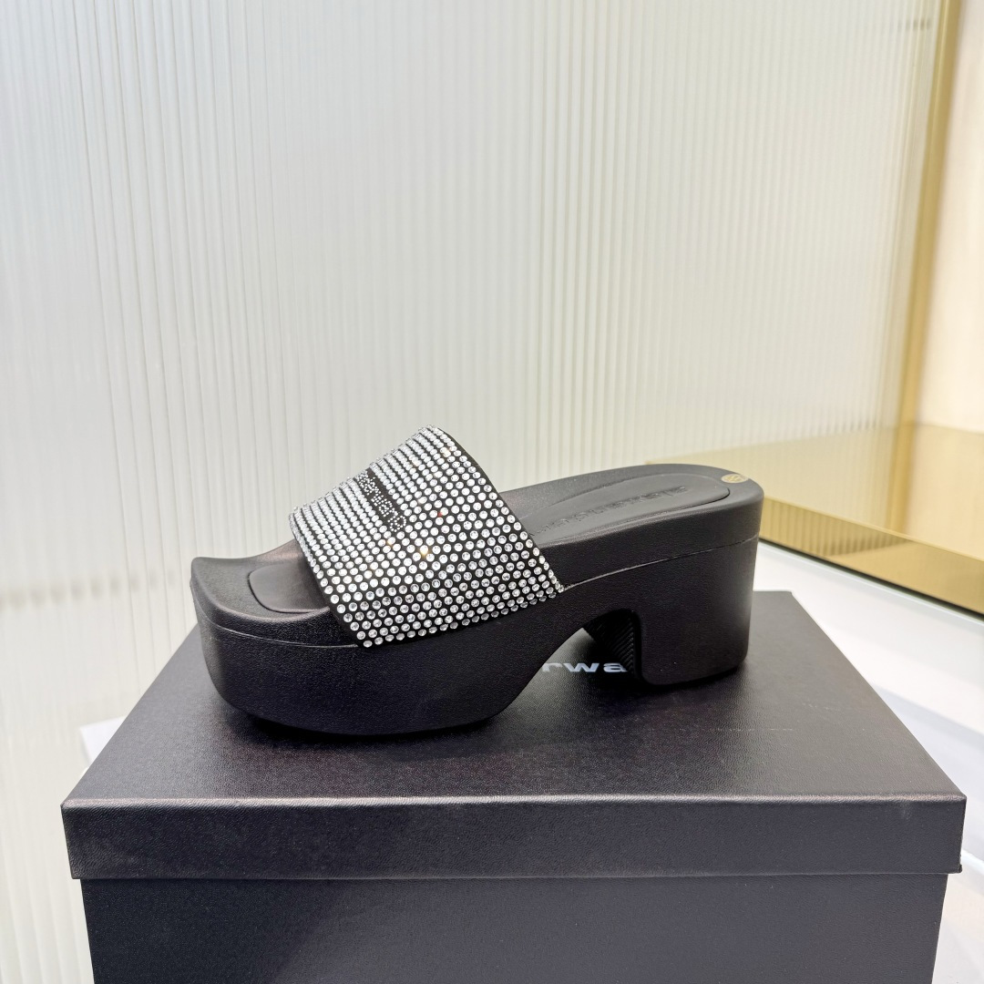 Alexander Wang Alexander Wang亚历山大王高跟鞋女士奢侈品Alexande* Wang 1:1的材料满钻懒人拖