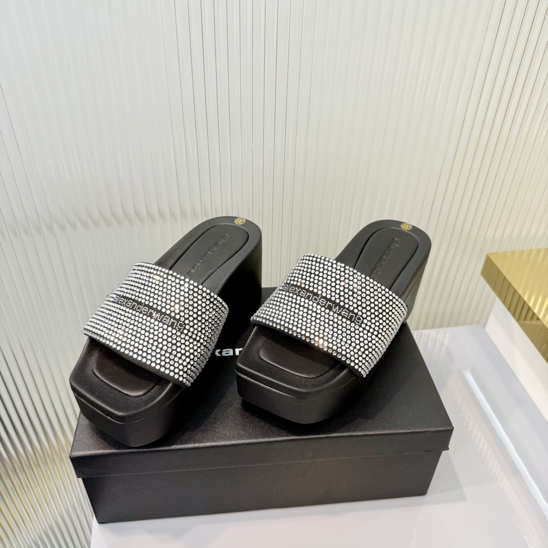 Alexander Wang Alexander Wang亚历山大王高跟鞋女士奢侈品Alexande* Wang 1:1的材料满钻懒人拖
