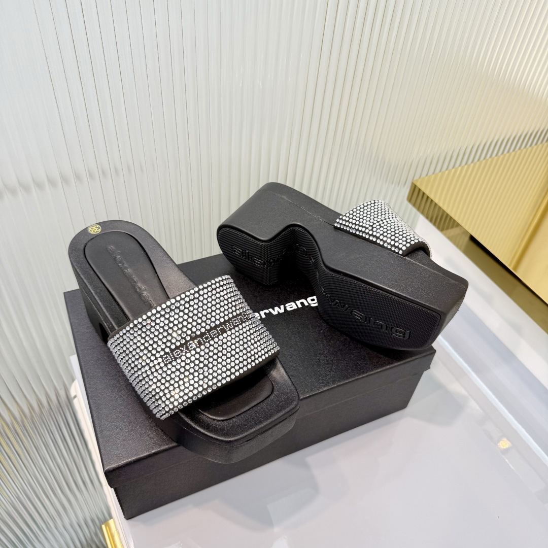 Alexander Wang Alexander Wang亚历山大王高跟鞋女士奢侈品Alexande* Wang 1:1的材料满钻懒人拖