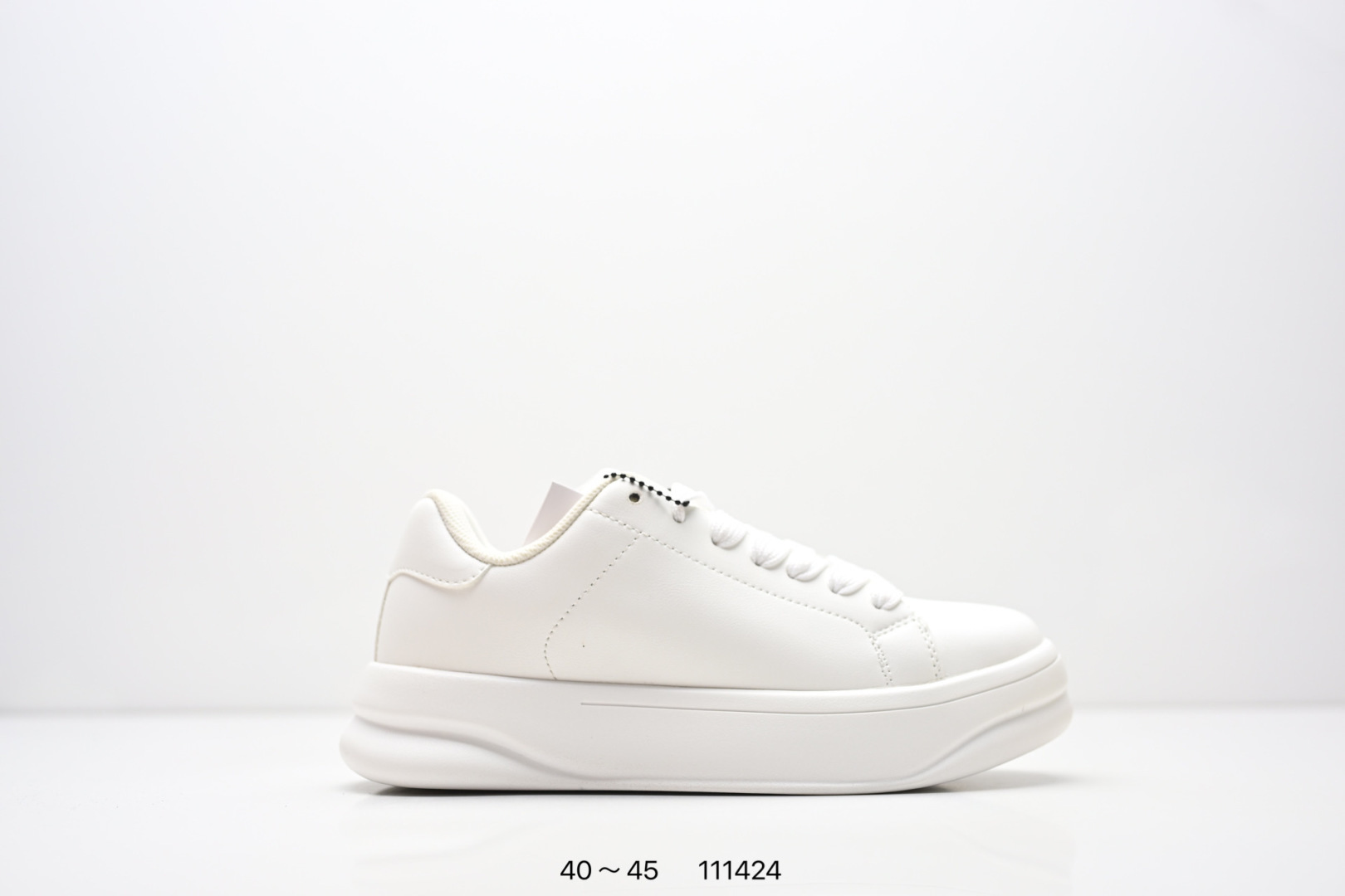 PU Simple And Fashionable Low Top Men's Shoes With Round Toe Tie And Thick Sole Casual Sports Shoes, Versatile Height Increasing Board Shoes_vogvips.com