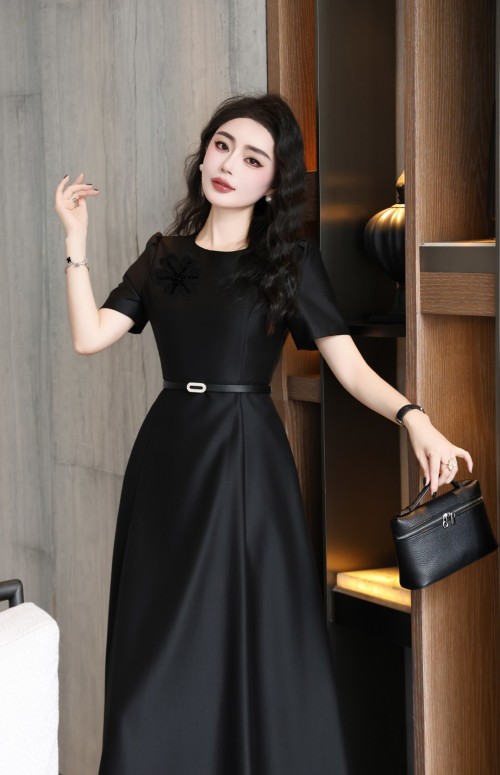 Elegant Silk Wool Blend Midi Dress with Belt - Perfect for All Occasions 1 Elegant Silk Wool Blend Midi Dress with Belt - Perfect for All Occasions