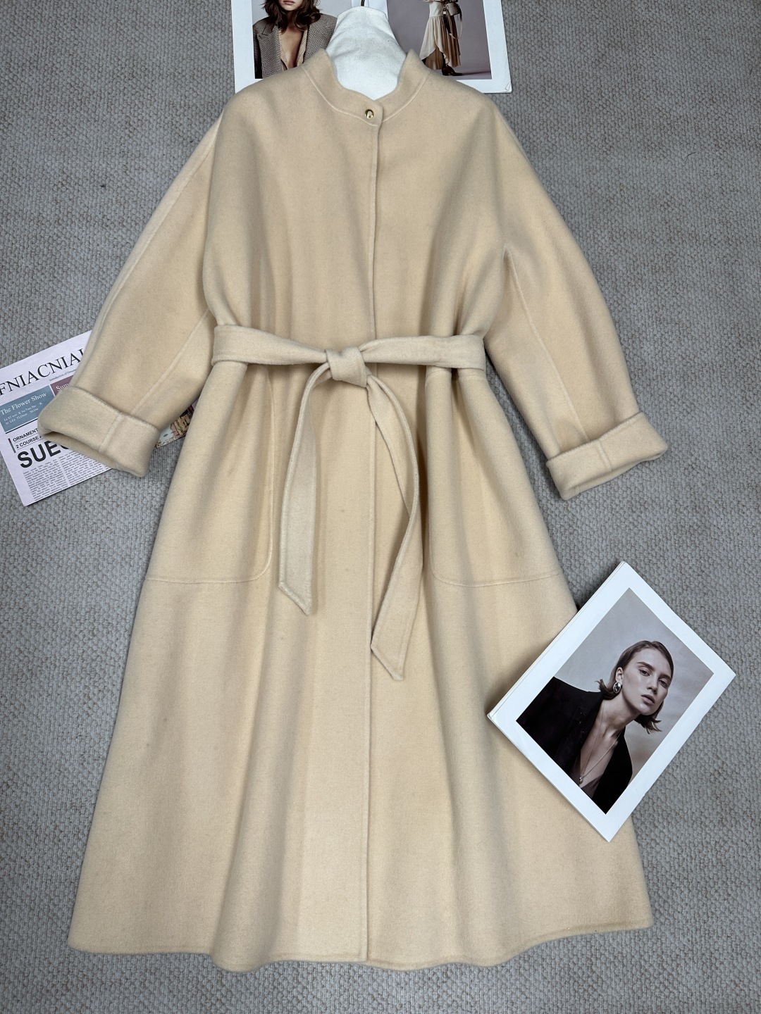 NO:946486,L*Autumn and Winter Stand Collar One Button Double-sided Cashmere Coat Composition Cashmere Size SML Color Black Beige, Women's Clothing,19860909L*秋冬立领一粒扣双面羊绒大衣 成分羊绒 尺码SML 颜色黑色 米色,女装,,Women's clothing