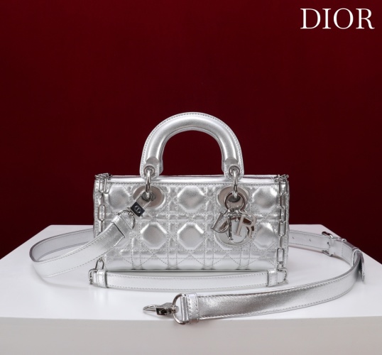 D-Joy Small Bag Silver Lambskin, Elegant Design, Multiple Carry Options 1 D-Joy Small Bag Silver Lambskin, Elegant Design, Multiple Carry Options
