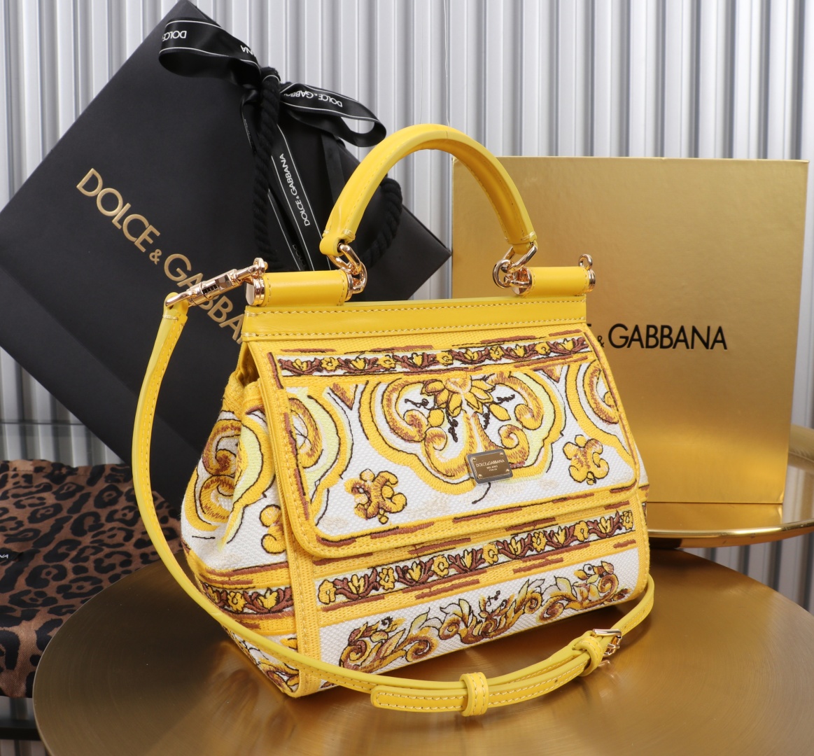Dolce & Gabbana Sicily Lemon Print Leather Top Handle Satchel Bag, Yellow 3 cmp a1749043671244 5055