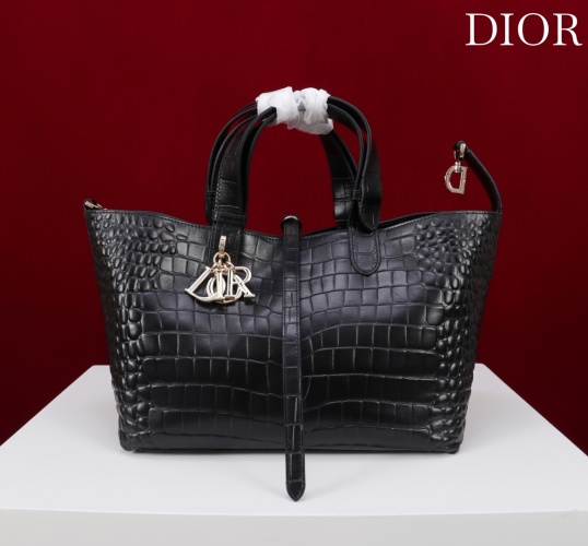 Dior Toujours Medium Black Crocodile Embossed Leather Tote Bag 1 Dior Toujours Medium Black Crocodile Embossed Leather Tote Bag