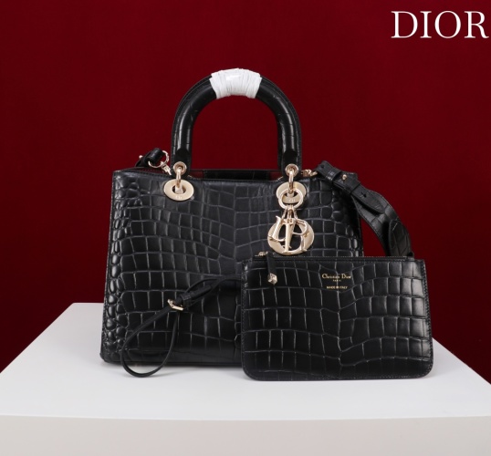 Dior Toujours Medium Black Alligator Embossed Leather Tote Bag 1 Dior Toujours Medium Black Alligator Embossed Leather Tote Bag