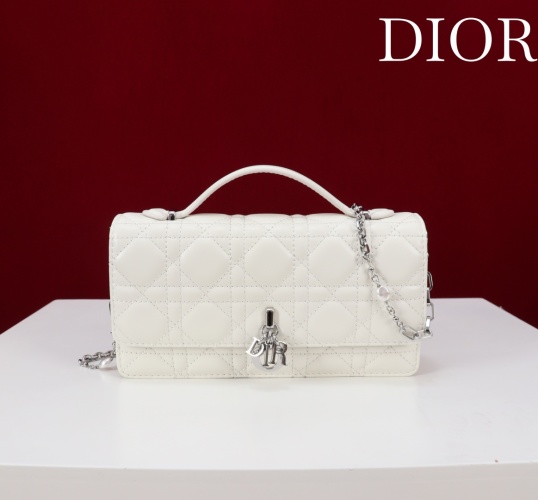 Lady Dior Pearl White Lambskin Clutch with Silver Hardware & Chain 1 Lady Dior Pearl White Lambskin Clutch with Silver Hardware & Chain