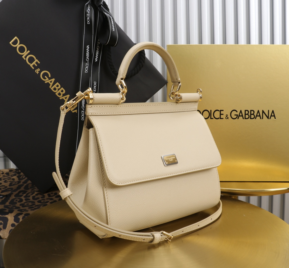 Dolce & Gabbana Sicily 11125 Leather Satchel, Nude Almond, 21x16x8cm 4 cmp a1751566834374 0075