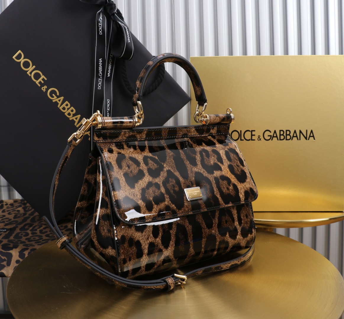 Dolce & Gabbana Sicily Leopard Print Leather Top Handle Satchel Bag, 21x16x8cm 4 cmp a1751566954842 7601