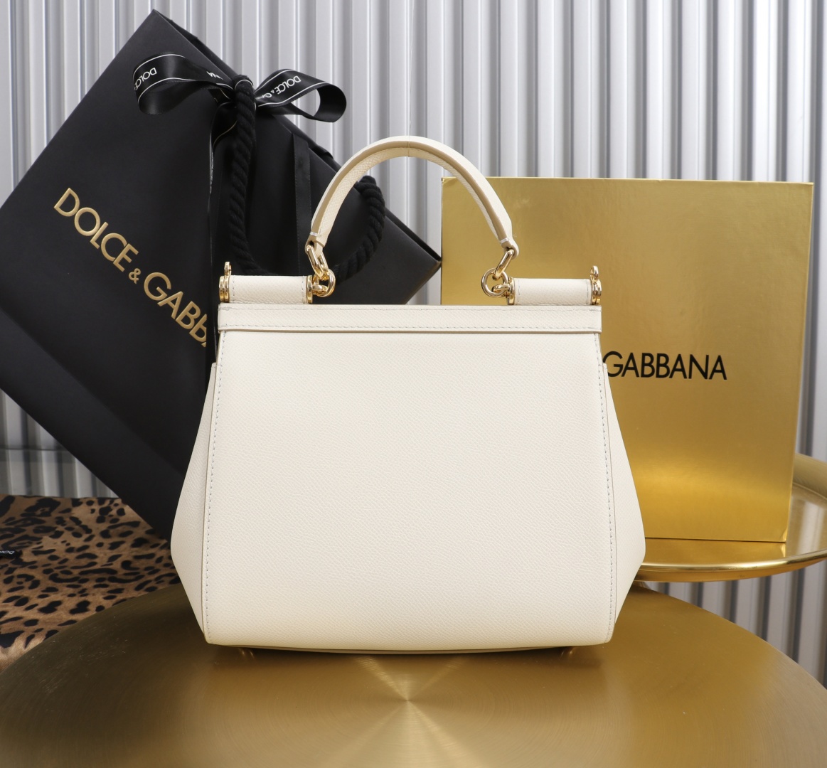 Dolce & Gabbana Sicily 11125 White Leather Top Handle Bag, 21x16x8cm 5 cmp a1752224891380 5141