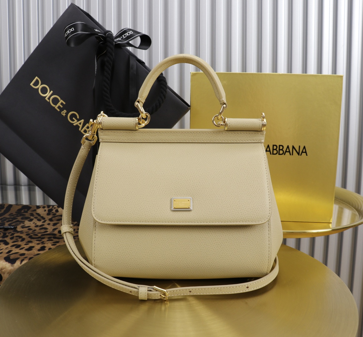Dolce & Gabbana Sicily 11125 Beige Leather Top Handle Satchel Bag, 21x16x8cm 3 cmp a1752232737180 4724