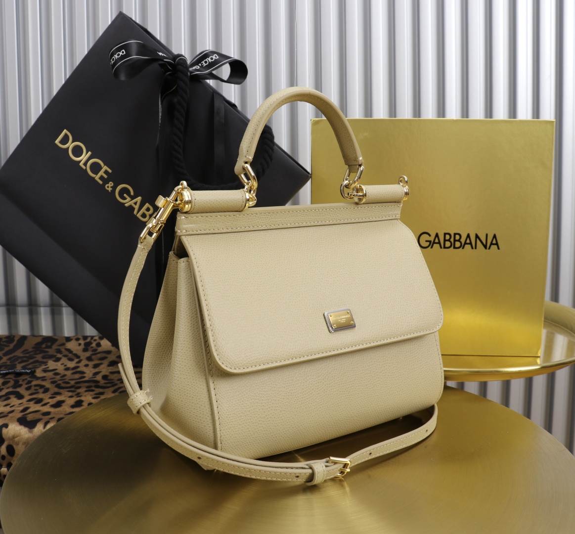 Dolce & Gabbana Sicily 11125 Beige Leather Top Handle Satchel Bag, 21x16x8cm 4 cmp a1752232737199 2785