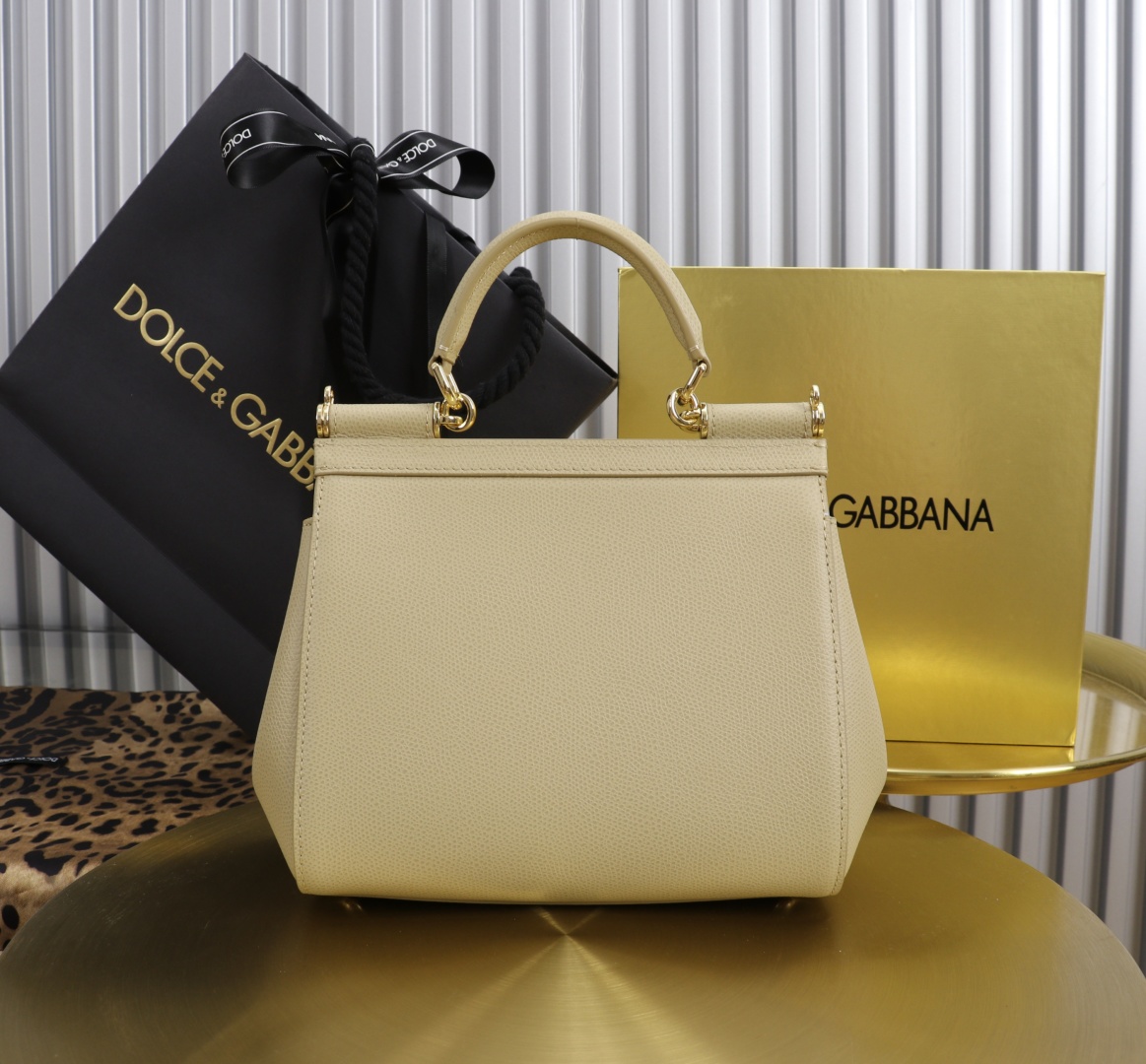 Dolce & Gabbana Sicily 11125 Beige Leather Top Handle Satchel Bag, 21x16x8cm 5 cmp a1752232737205 2688