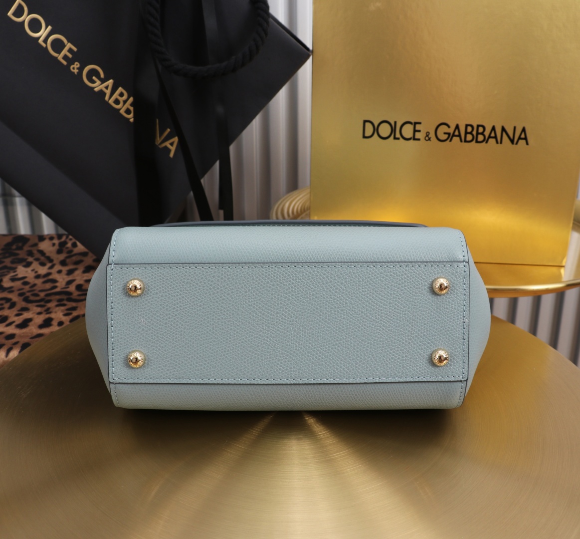 Dolce & Gabbana Sicily 11125 Blue Leather Top Handle Bag, 21 x 16 x 8 cm 6 cmp a1752232747479 3387