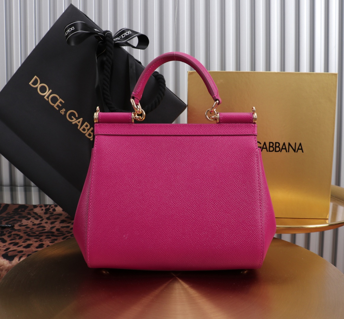 Dolce & Gabbana Sicily 11125 Pink Leather Top Handle Satchel Bag, 21 x 16 x 8 cm 5 cmp a1752232756709 6450