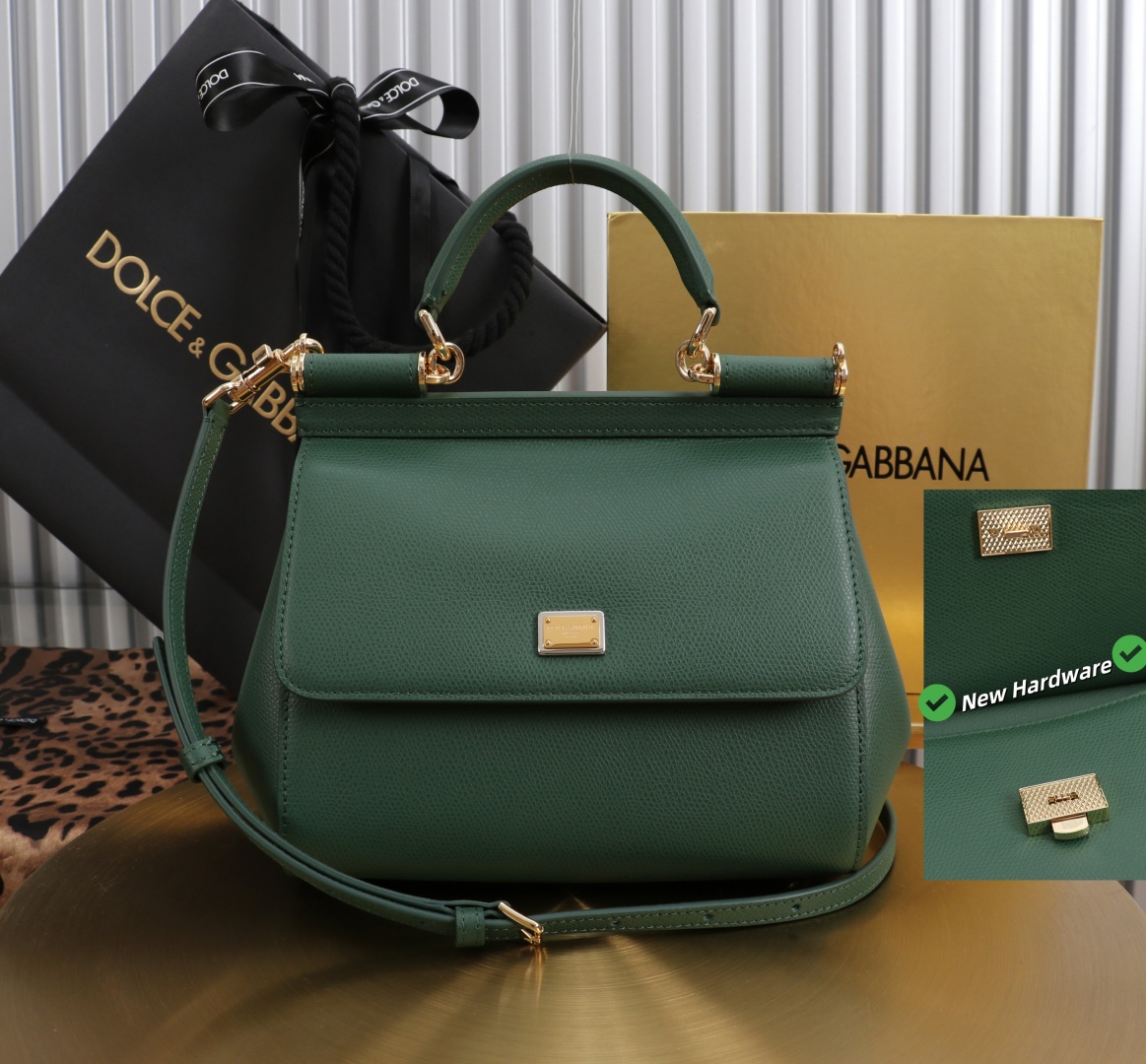 Dolce&Gabbana Sicily 11125 Green Leather Satchel Bag, 21 x 16 x 8 cm 2 cmp a1752232759302 7644