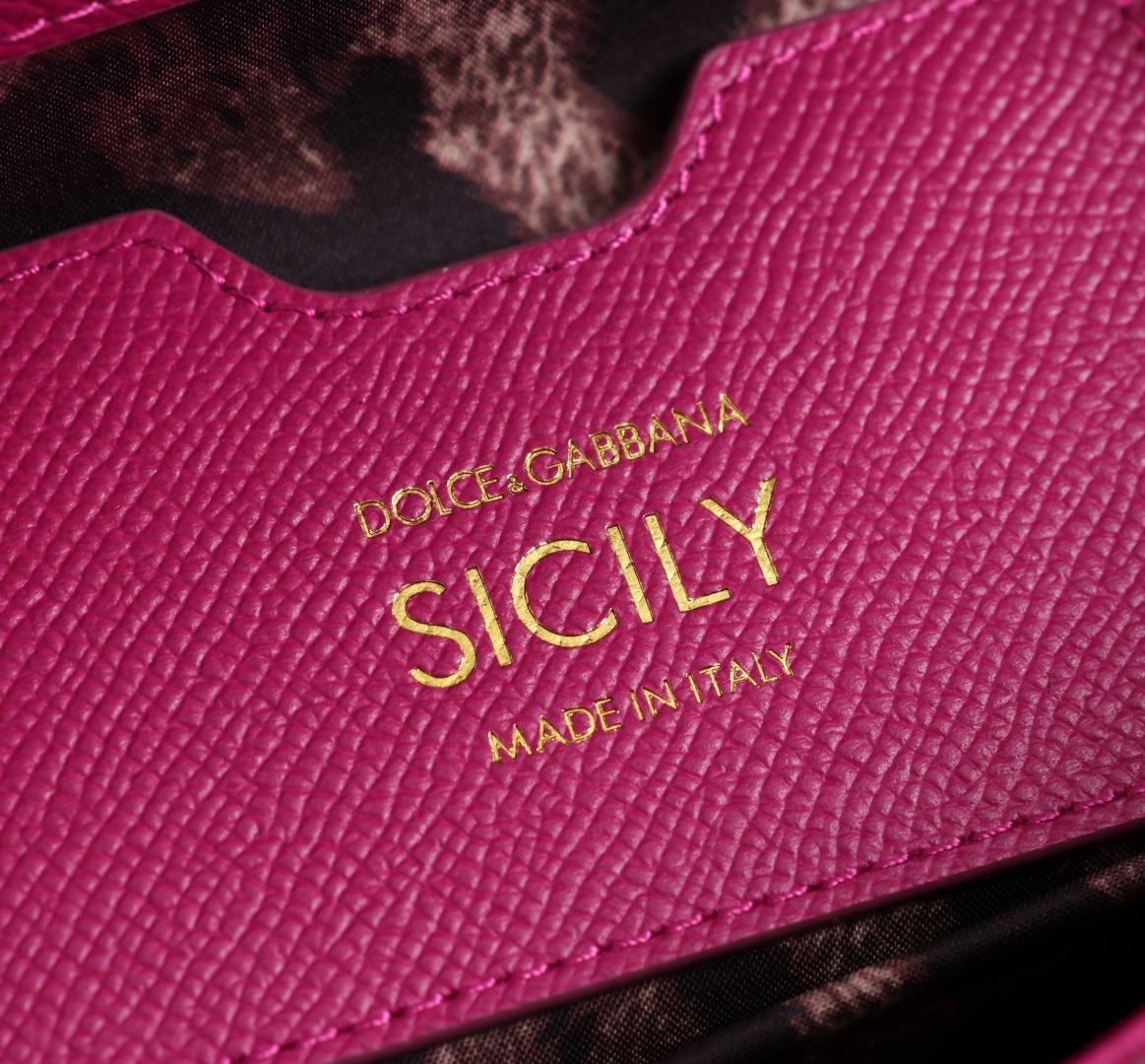 Dolce & Gabbana Sicily 11125 Pink Leather Top Handle Satchel Bag, 21 x 16 x 8 cm 10 cmp a1752232764781 3545
