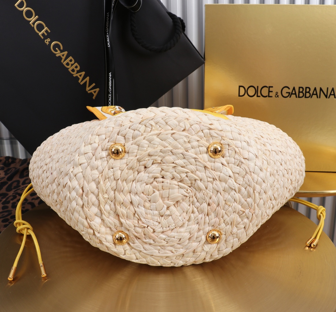 Dolce & Gabbana Raffia Tote Bag with Leather DG Logo and Scarf Accent 4 cmp a1755621419103 4718