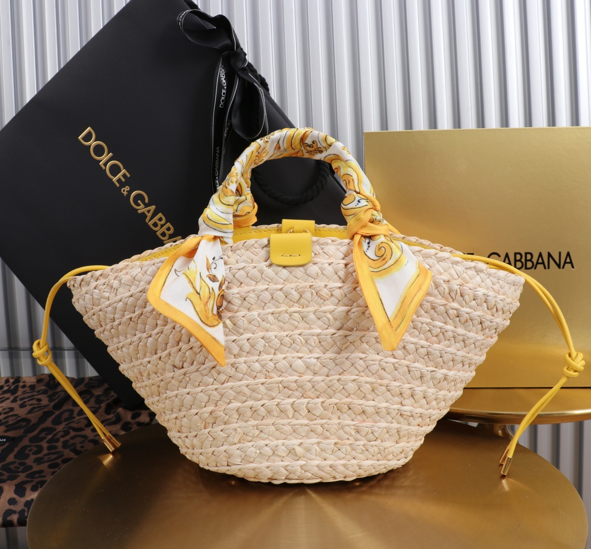 Dolce & Gabbana Raffia Tote Bag with Leather DG Logo and Scarf Accent 3 cmp a1755621419105 6213