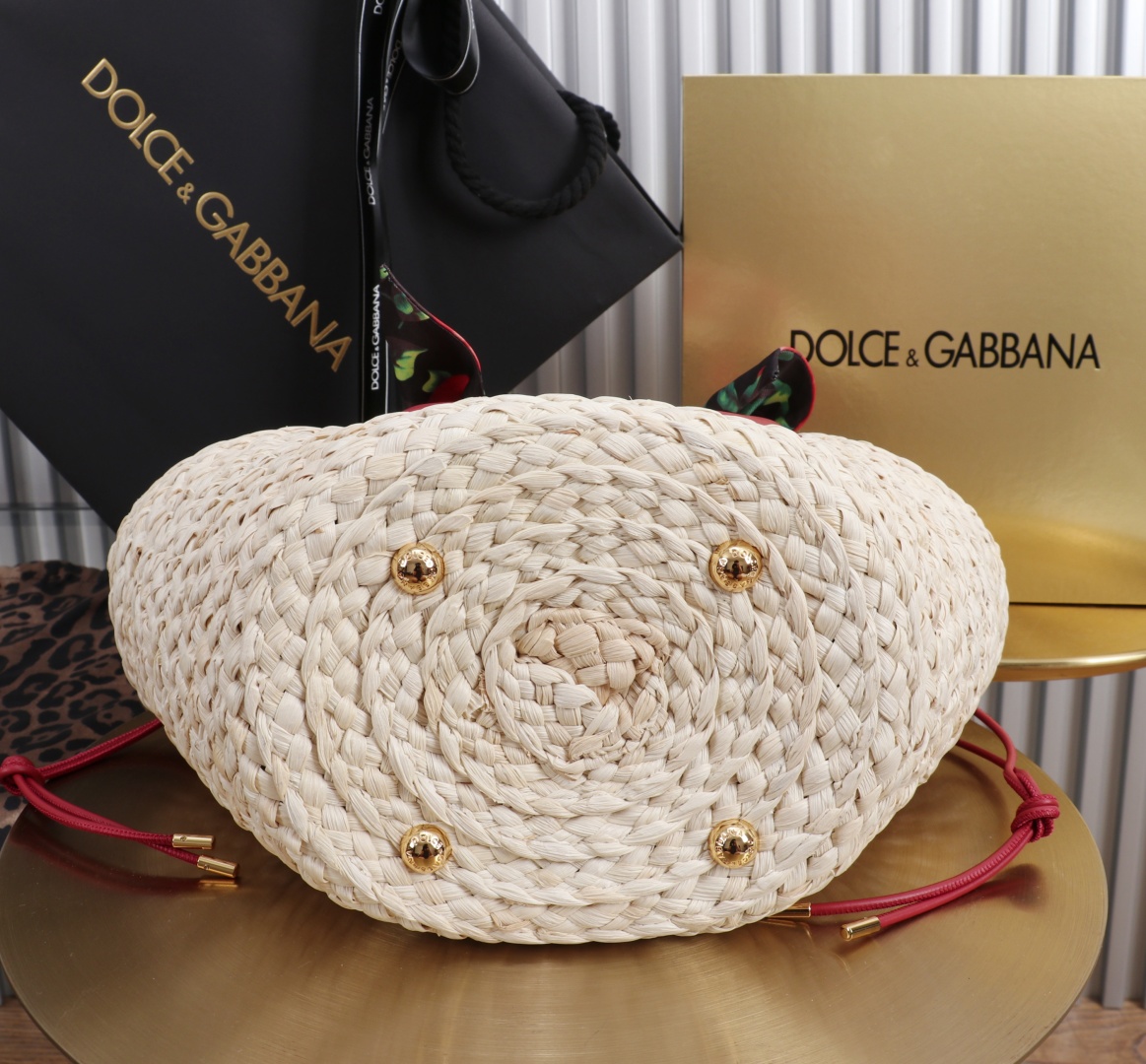 Dolce & Gabbana Raffia Basket Bag with Leather Logo and Floral Scarf 5 cmp a1755621436780 7842