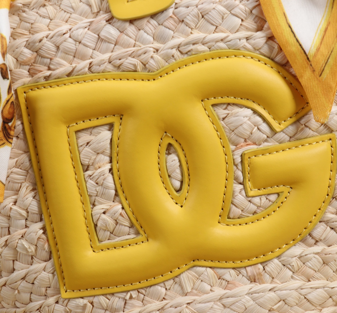 Dolce & Gabbana Raffia Tote Bag with Leather DG Logo and Scarf Accent 6 cmp a1755621571992 0687
