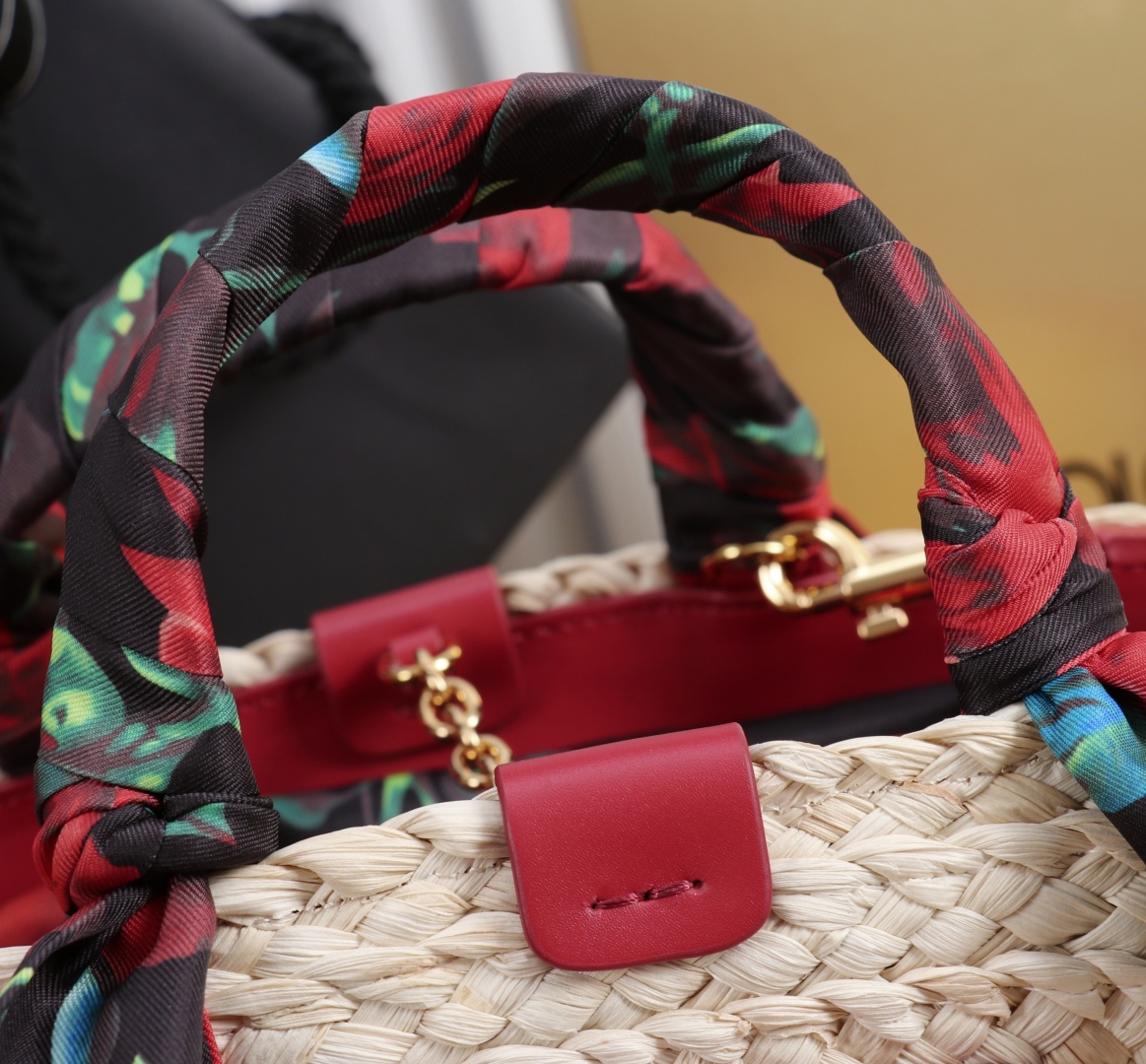 Dolce & Gabbana Raffia Basket Bag with Leather Logo and Floral Scarf 8 cmp a1755621585914 8155