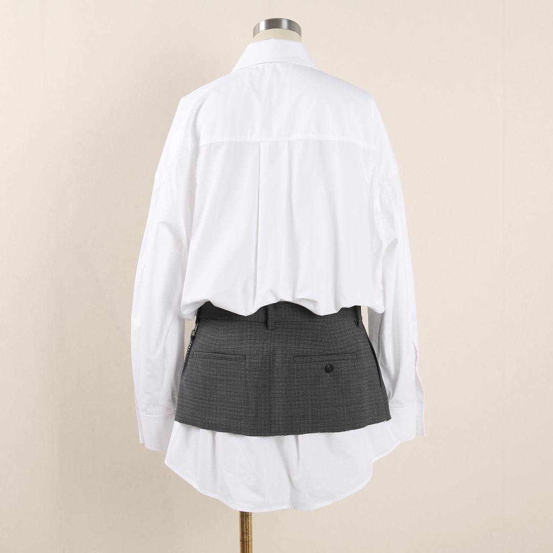 Alexander Wang White & Gray Patchwork Shirt Dress - Early Autumn Collection 3 cmp windows1749843453548 1458907396243837253