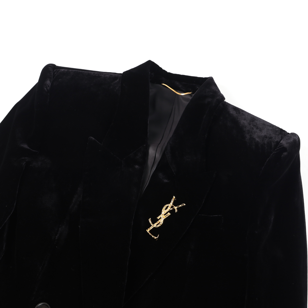 Saint Laurent Velvet Blazer - Korean Velvet, Structured Fit, Complimentary Brooch 4 cmp windows1759522455609 1489071570 1536546958