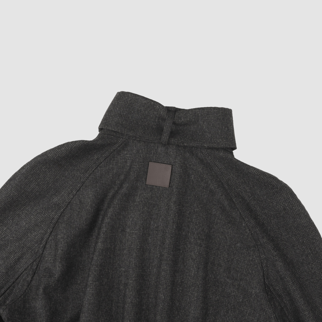 Dark Gray Draped Collar Zip Bomber Jacket