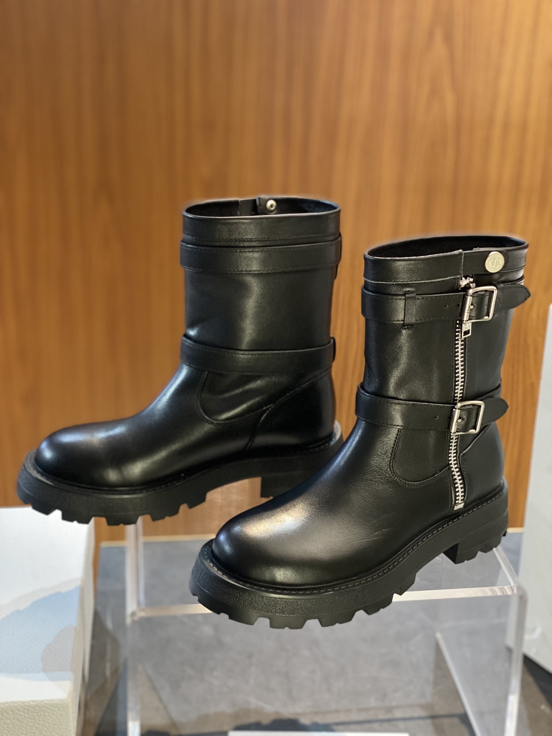 Dior D-Major Zwarte Leren Dameslaarzen met Gespen en Ritsdetails - Maat 35-40