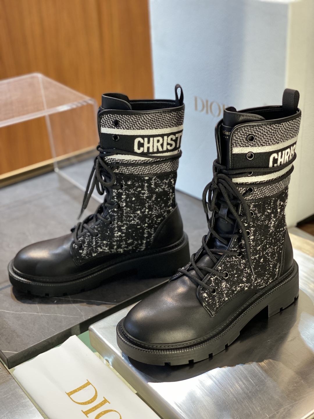 Dior D-Major Ankle Boots for Women in Black Leather and Tweed 13 cmp i1755593166207 9658 0 2