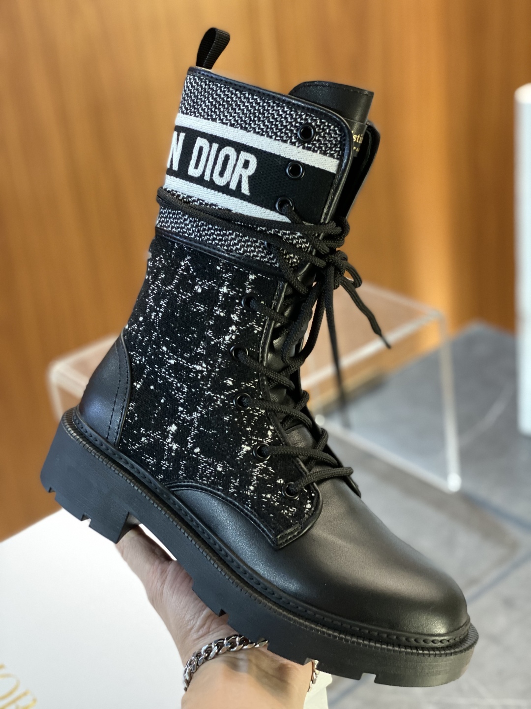 Dior D-Major Ankle Boots for Women in Black Leather and Tweed 11 cmp i1755593168578 7298 0 0