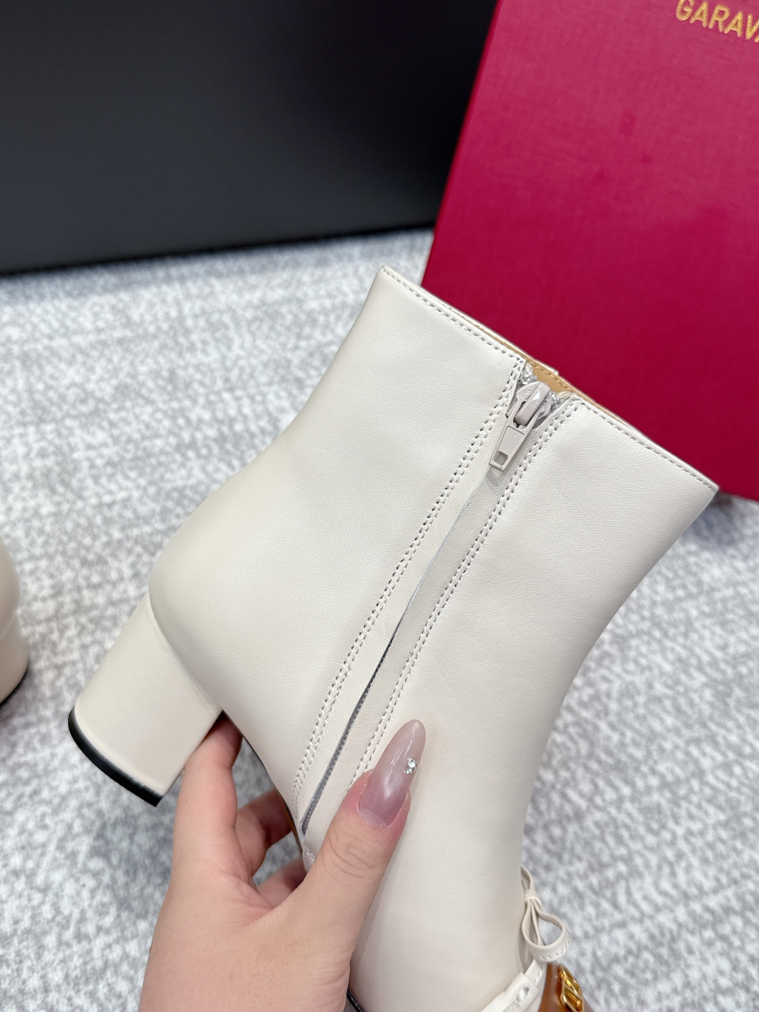 Valentino VLogo Two-tone Square Toe Ankle Boots