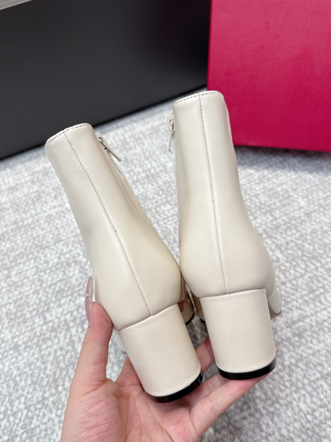 Valentino VLogo Two-tone Square Toe Ankle Boots