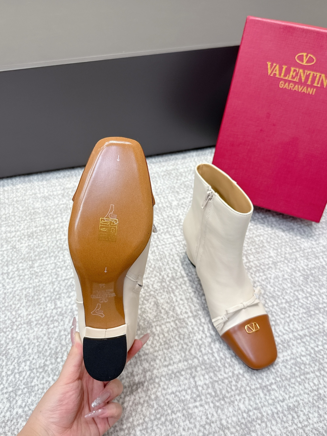 Valentino VLogo Two-tone Square Toe Ankle Boots