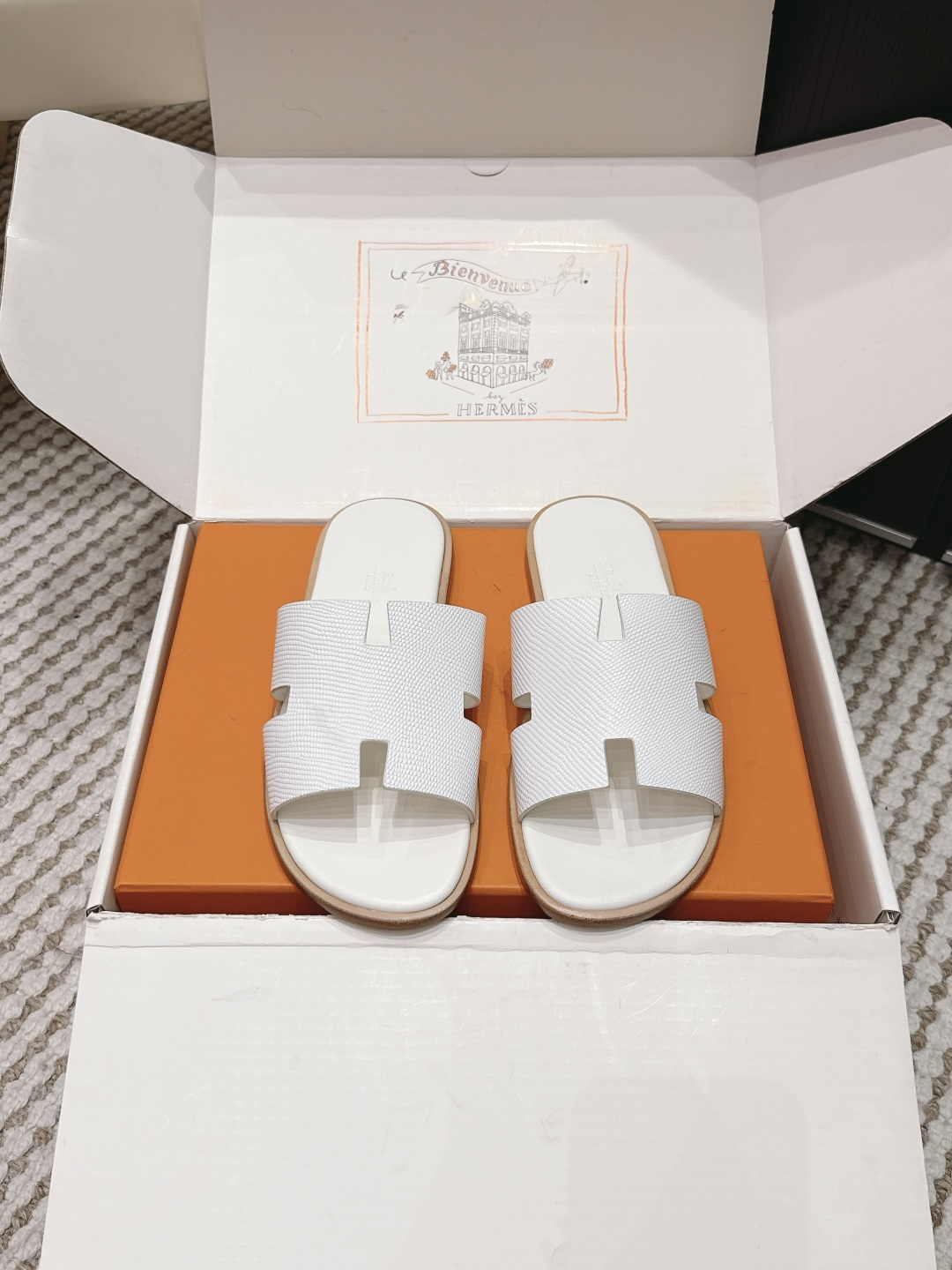 Мужские сандалии H-образные, бежевые Hermès