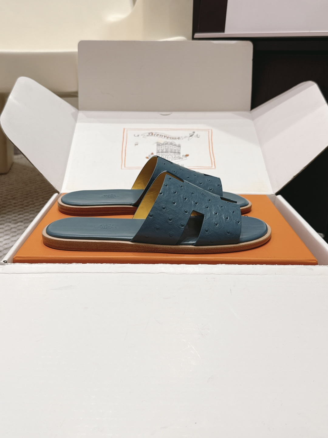 Мужские сандалии Hermès с отделкой под кожу