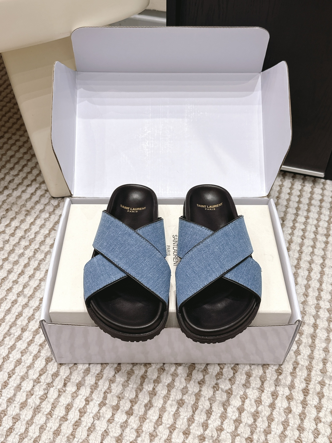 Сабо YSL крест-накрест с платформой Saint Laurent