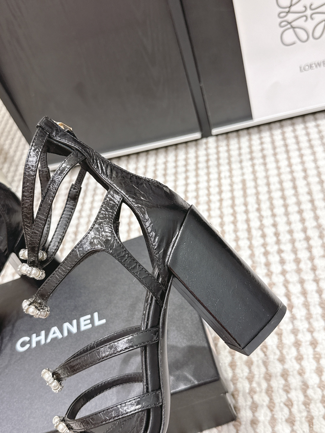 Chanel Chane*26SS早春新款高跟珍珠水钻凉鞋