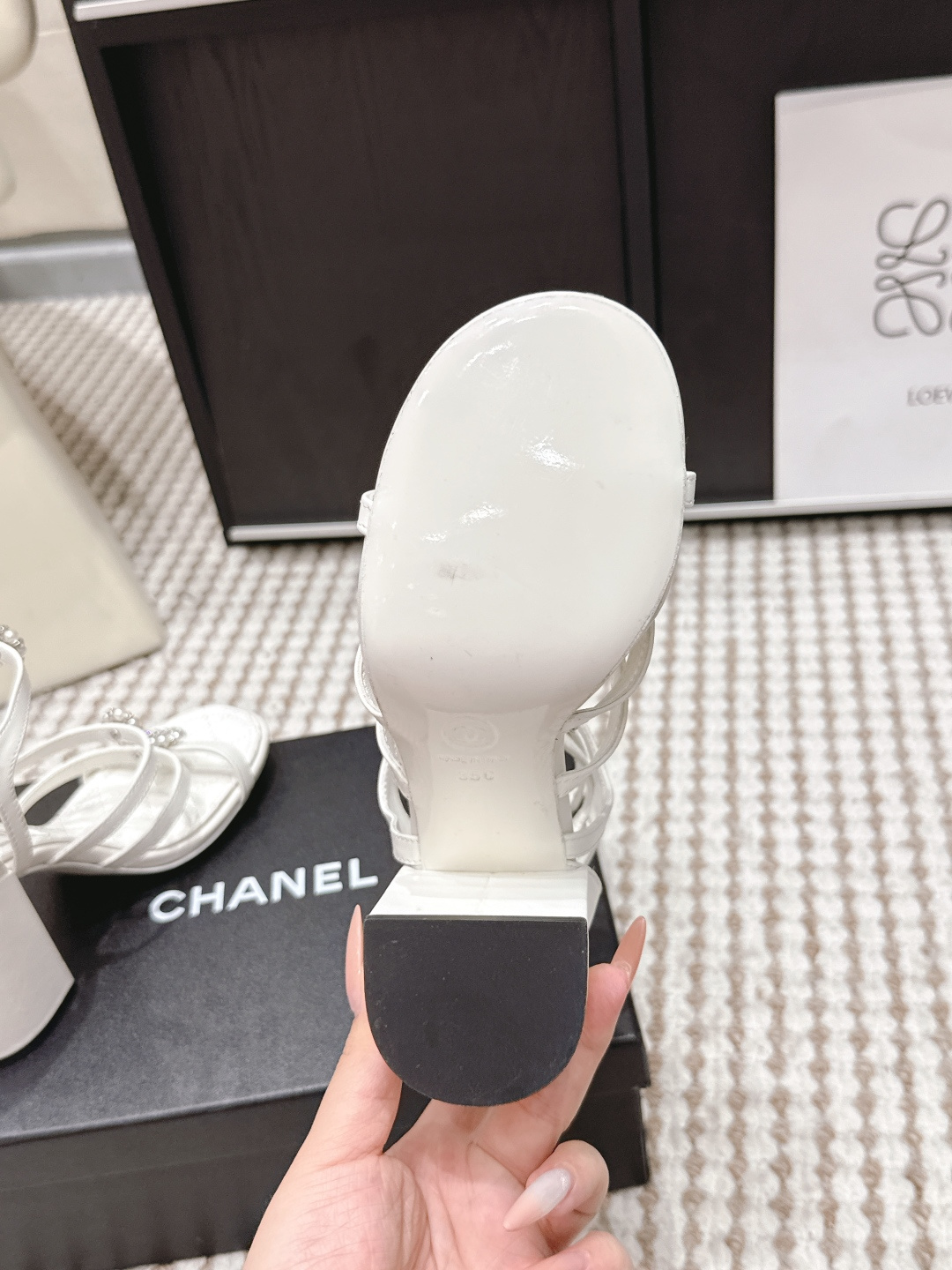 Chanel Chane*26SS早春新款高跟珍珠水钻凉鞋