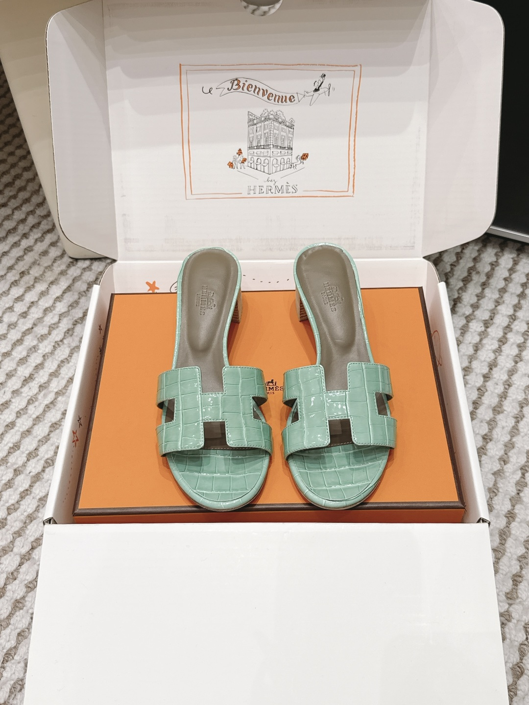 Женские кожаные сандалии Hermes H-образная форма