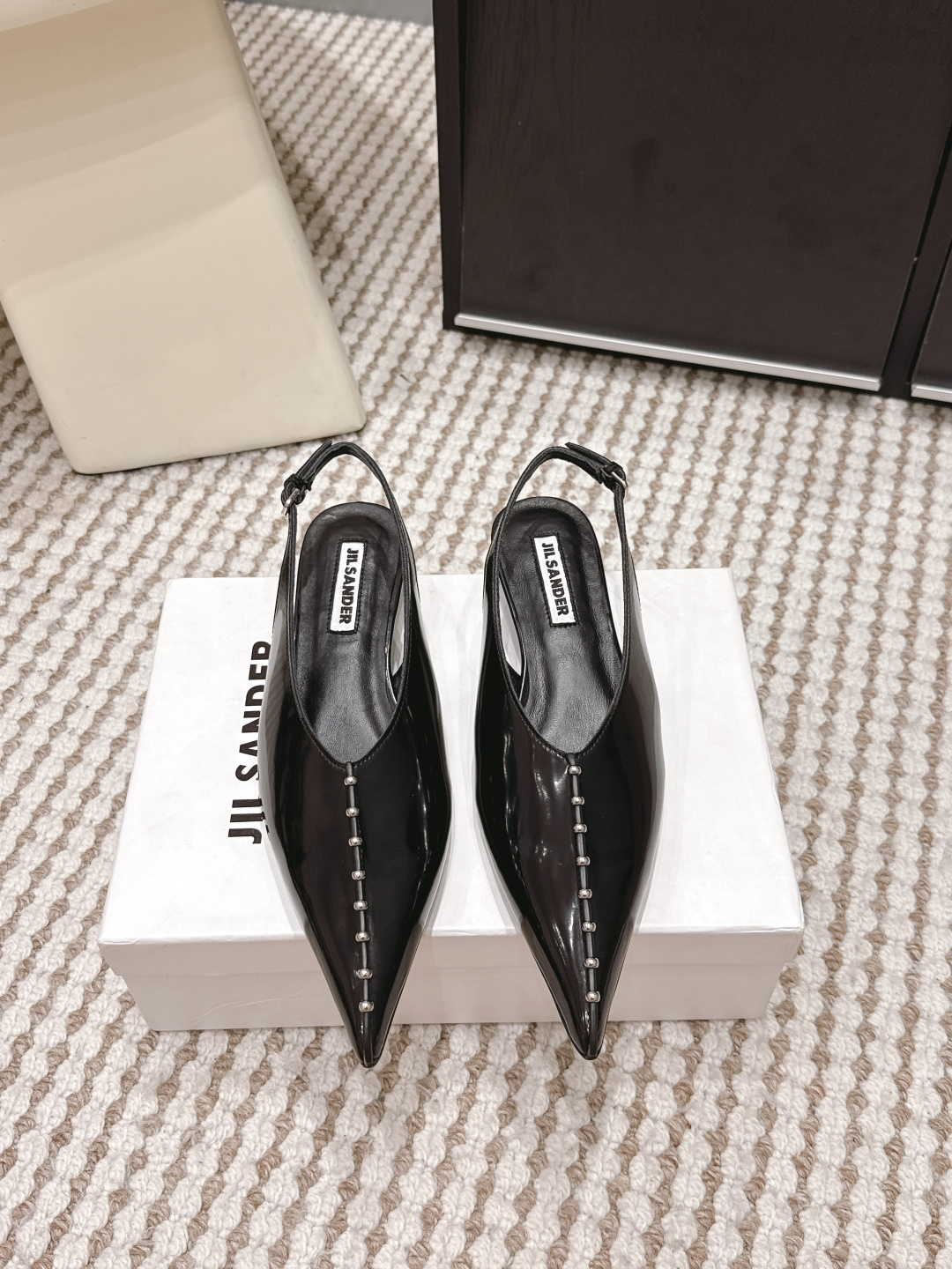 Женские черные кожаные туфли-мюли Jil Sander